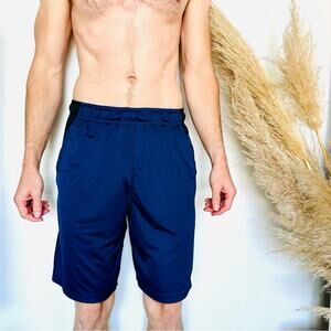 MENS NIKE Drifit Navy Blue Black Basketball Mesh Drawstring Workout Gym Shorts M